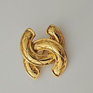 Vintage Chanel Quilted Gold Brooch